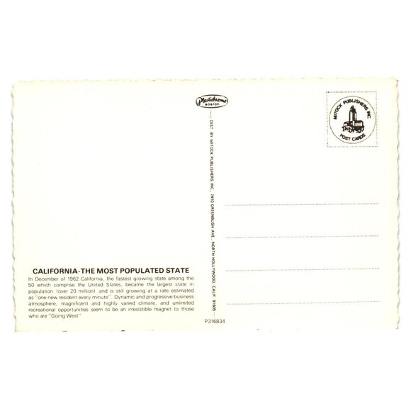 California Vintage Postcard 1962 Most Populated State Views Business Recreation - Picture 2 of 2